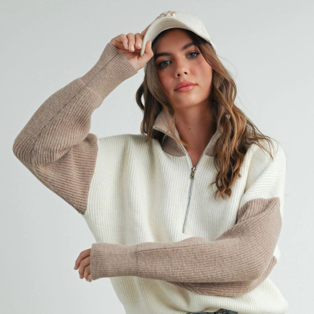HEATHER COLOR BLOCK PULLOVER